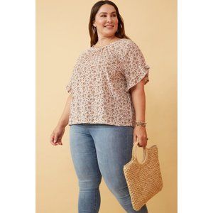 Hayden- 2x NWT Romantic Beige Floral Velvet Top